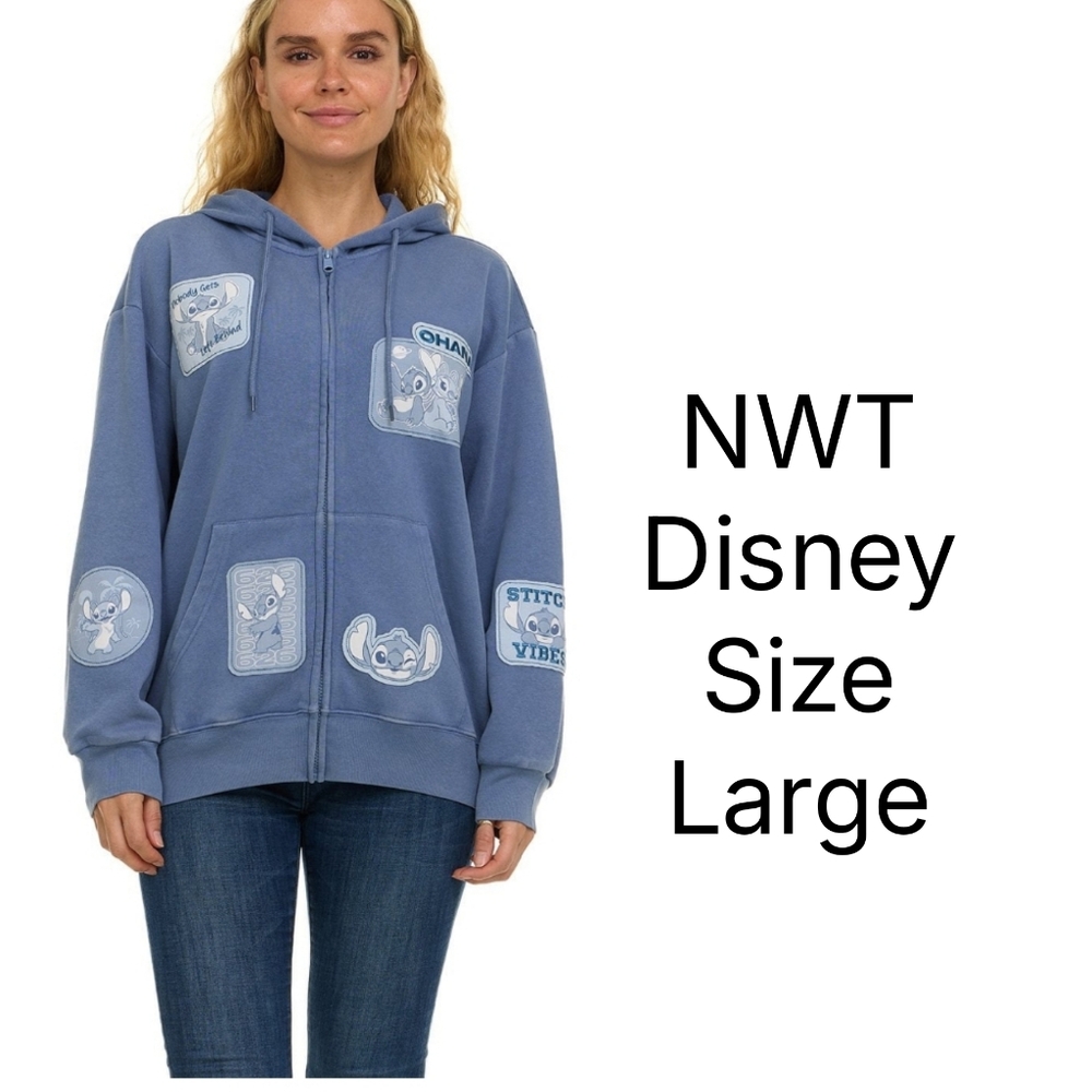 NWT Disney Lilo And Stitch Full Zip Hooded Sweatshirt Size Large